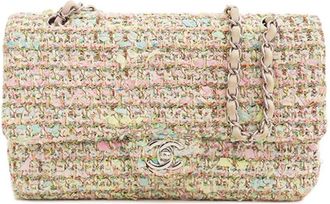 Chanel 2004-2005 Medium Classic Tweed Double Flap shoulder bag - women - Lambskin/Fabric - One Size - Pink