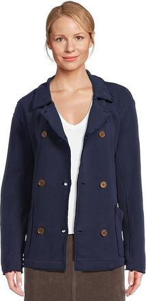 Mod-o-doc Long Sleeve Double Breasted Jacket Womens Jacket Navy Licorice : LG (US 12-14), Cotton