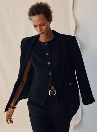 Contemporaine Womens Silky straight two-button Blazer Jacket