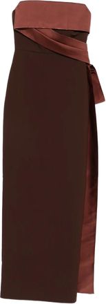 Roland Mouret Strapless maxi-jurk met strikdetail - Bruin