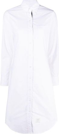 Thom Browne Knielanges Hemdkleid mit spitzem Kragen und RWB-Ripsleiste in Oxford