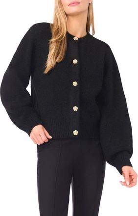 Ted Baker Fina Fuzzy Crewneck Cardigan in Rich Black at Nordstrom, Size X-Large