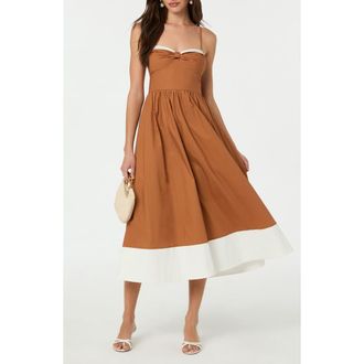 ASTR the Label Contrast Detail Cotton Dress in Camel at Nordstrom Rack, Size X-Large