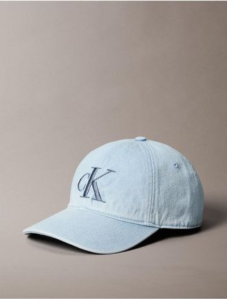 Calvin Klein Mens Denim Monogram Cap - Blue