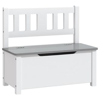 vidaXL Banco De Almacenaje Para Ni&ntilde;os Mdf Blanco Y Gris 60x30x55 Cm Vidaxl
