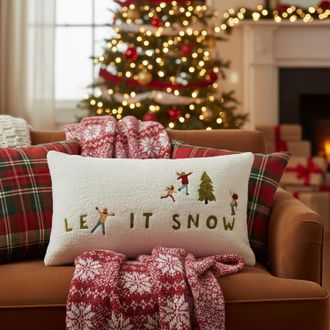 KASANOVA Cuscino natalizio Let it Snow 30x50 cm sherpa