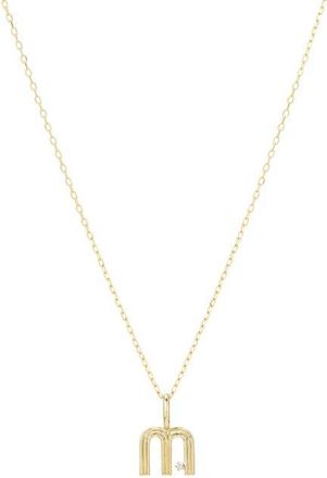 Adina Reyter Groovy Diamond Initial Mini Charm Necklace in Yellow Gold - M at Nordstrom