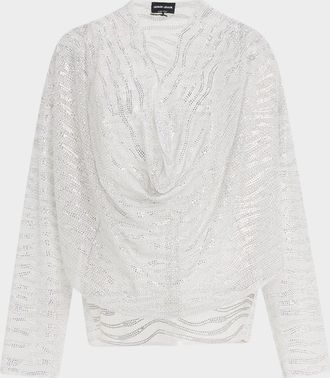 Giorgio Armani Embellished Draped Long-Sleeve Blouse
