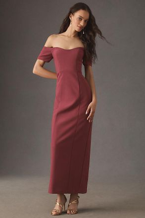 BHLDN Willow Strapless Off-the-Shoulder Sweetheart Column Maxi Dress
