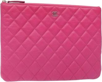 Chanel Pre-owned Clutches, female, Pink, Size: ONE SIZE Pre-owned Leather Clutch
