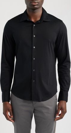 Nordstrom Tiller Lux Cotton Knit Button-Up Shirt in Black at Nordstrom, Size Xx-Large