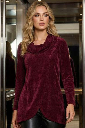 Roman Chenille Cowl Neck Tunic Top