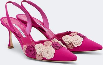 Manolo Blahnik Svemuta floral-appliqu&eacute; slingback pumps