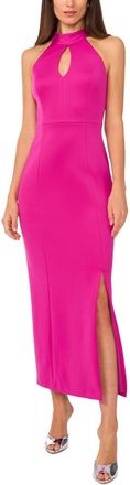 CeCe by Cynthia Steffe Maxi Dress Womens Fuchsia Keyhole Halter Neck Side Slit Bodycon FTS1359