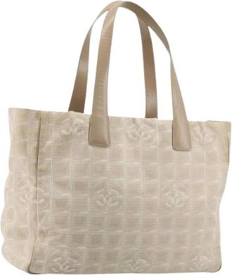 Chanel Pre-owned Tote Bags, female, Beige, Size: ONE SIZE Pre-owned Nylon Tote Bag