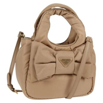 Prada Pre-owned Nylon prada-bags - Dames - Pre-owned - Beige - Maat: ONE Size Nylon