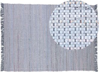 Beliani Alfombra Gris De Algod&oacute;n 160 X 230 Cm Rectangular Hecha A Mano Estilo Boho Ecl&eacute;ctico Besni