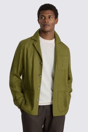 Moss Lime Twill Linen Shacket