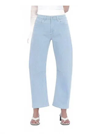 Flying Monkey Super High Rise Striped Barrel Leg Jeans In Blue
