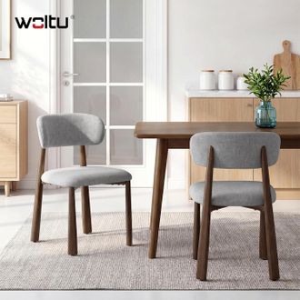 Woltu Woltu Juego De 2 Sillas De Comedor De Tela De Chenilla - Sillas De Cocina Modernas Con Patas Efecto Madera Para Sal&oacute;n, Gris