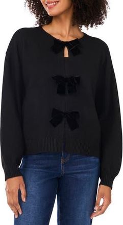 CeCe by Cynthia Steffe Bow Cardigan in Rich Black at Nordstrom Rack, Size Small