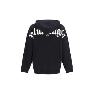 Palm Angels Logo-Print Cotton Hoodie - Black