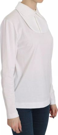 Dolce & Gabbana Womens White Cotton Longsleeve Collared Blouse