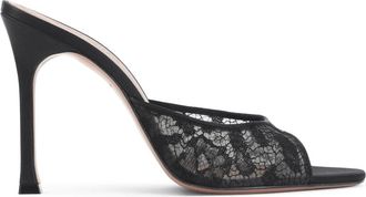 Amina Muaddi Alexa Lace Slipper - female - Amina Muaddi - Heeled Mules - Black - 3 UK - Shoes
