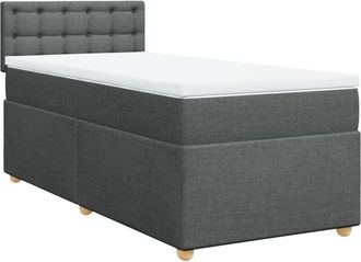 vidaXL Vidaxl - Cama Box Spring Con Colch&oacute;n Tela Gris Oscuro 90x200 Cm