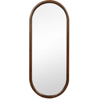 Costway Specchio da Parete, Specchio Bagno con Cornice in Legno 110 x 45 cm, Specchio Ovale Moderno con Fissaggio Verticale o Orizzontale, per