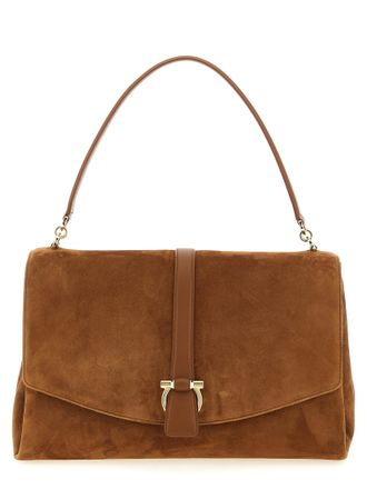 Ferragamo Brown Goatskin Shoulder Womens Bag