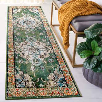 Safavieh Alfombra boho chic de polipropileno verde/azul, 66 x 183 cm