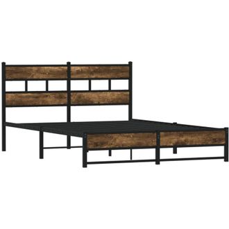 vidaXL Vidaxl - Estructura De Cama Sin Colch&oacute;n Metal Roble Ahumado 150x200 Cm