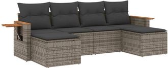 vidaXL Set De Muebles De Jard&iacute;n 6 Pzas Y Cojines Rat&aacute;n Sint&eacute;tico Gris Vidaxl