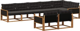 vidaXL Conjunto De Sof&aacute;s De Exterior 8 Uds. Natural Y Negro Vidaxl