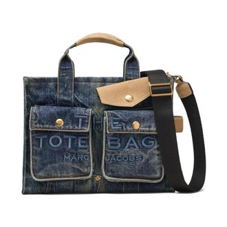 Marc Jacobs Tote Bags, female, Blue, Size: ONE SIZE Denim Suede Medium Cargo Tote