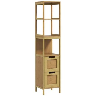 Kleankin Columna de ba&ntilde;o 30x30x142.5 cm madera natural