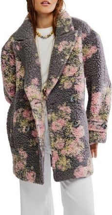 Free People Bali Sweet Attractions High Pile Fleece Coat in Mockingbird Combo at Nordstrom Rack, Size X-Small