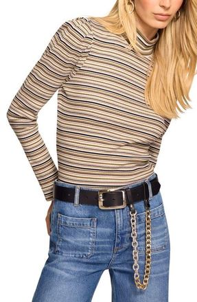 Ramy Brook Yvonne Striped Mock Neck Top in Bone Stripe at Nordstrom, Size Xx-Small