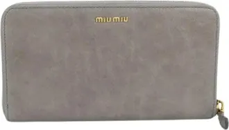 Miu Miu Pre-owned Wallets, female, Gray, Size: ONE SIZE Pre-owned Leather Wallet