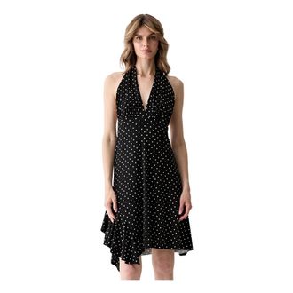 Guess Marilyn Monroe Asymmetrische Mini Jurk met V-hals - Dames - Jurken - Zwart - Maat: XL Poliester