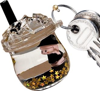 Generic Women Cute Keychains,Cute Water Bottle Pendant Cartoon Liquid Floating Keychains - Purse Keyrings, Drift Bottle Keychain Pendant For, School, Kids, Fa