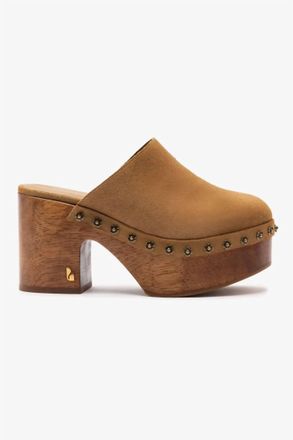 Larroude Womens Miso Wooden Clog In Peanut Suede