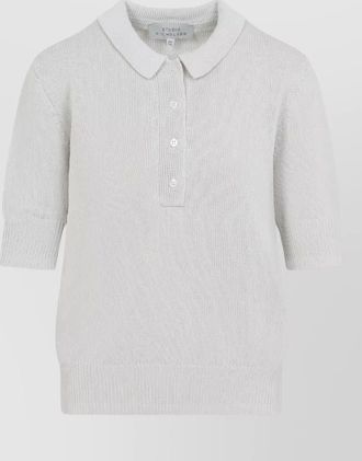 STUDIO NICHOLSON ribbed knit short-sleeve polo top