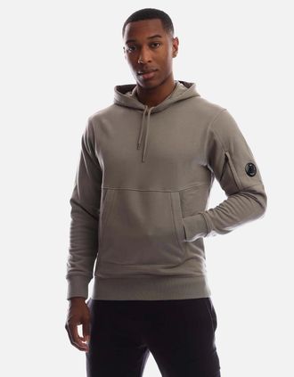 C.P. Company Mens Diagonal Raised Fleece Lens Hoodie - Grey - Size: 44