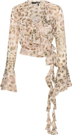 Rotate Ruche Chiffon Wrap Top - Dames - Blouses - Veelkleurig - XS - Chiffon - Overhemden