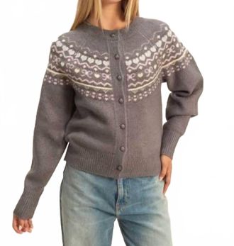 HYFVE Button-Front Fair Isle Sweater Cardigan In Grey