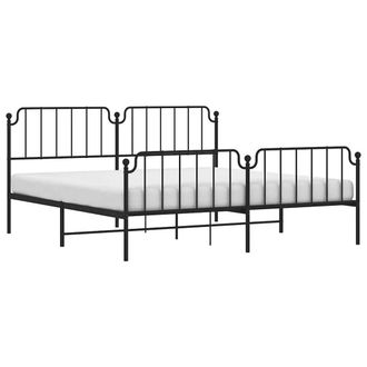 Berkfield Home Metal Bed Frame with Headboard & Footboard Black 193x203 cm
