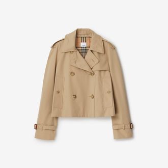 Burberry Cropped Gabardine Trench Jacket, Size: 02