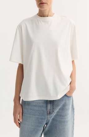 R&oacute;he Oversize Cotton, Modal & Silk Crewneck T-Shirt in Off White at Nordstrom, Size 12 Us